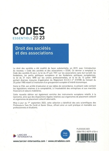 Droit des sociétés et des associations  Edition 2023