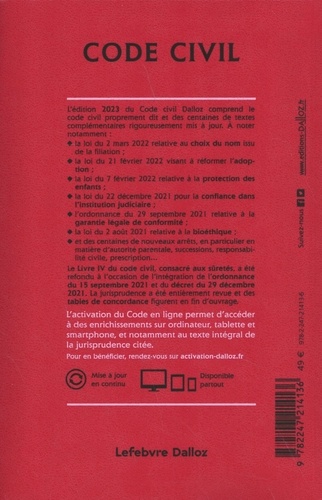 Code civil annoté  Edition 2023