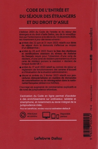 Code de l'entrée et du séjour des étrangers et du droit d'asile. Annoté & commenté  Edition 2024