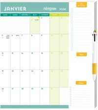 Calendrier mensuel janv-déc 2026 - Pad aimanté avec stylo 4 couleurs