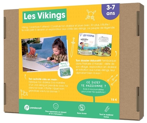 Les Vikings - kit ludo-éducatif 3-7 ans. Fabrique ton drakkar et pars en exploration !