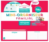 Mini-organiseur familial Mémoniak 2027, calendrier mensuel, septembre 2026-décembre 2027