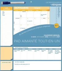 Pad mensuel calendrier aimanté tout-en-un 2027, sept. 2026-déc. 2027