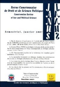  XXX - Revue Camerounaise de Droit et de Science Politique (Janus 2) - 2 Cameroonian Review of Law and Political Science.