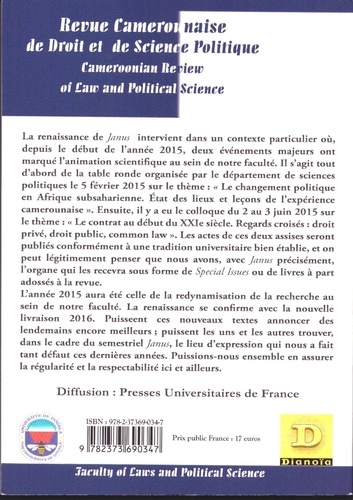 Revue Camerounaise de Droit et Science Politique (Janus 5). 5 Cameroonian Review of Law and Political Science