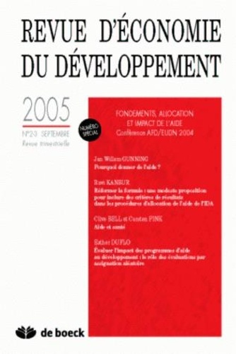  XXX - Revue d'économie du développement : 2-3 ( 2005 ) : fondements, allocation et impact de l'aide.