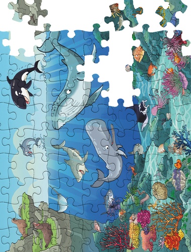 Coffret puzzle documentaire - Animaux marins