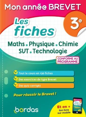 Les fiches Maths - Physique - Chimie - SVT - Technologie 3e  Edition 2021