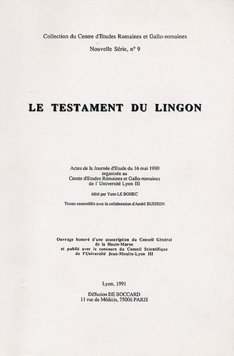 Yann Le Bohec - Le Testament du Lingon.