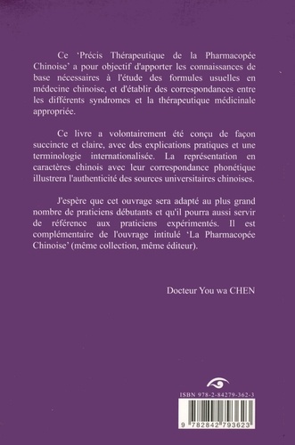 Precis Therapeutique De La Pharmacopee De You Wa Chen Grand Format Livre Decitre