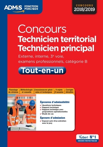 Concours Technicien territorial, Technicien principal, catégorie B. Tout-en-un  Edition 2018-2019