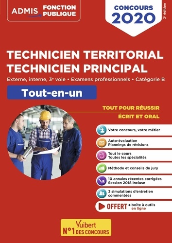 Concours Technicien territorial, Technicien principal, catégorie B. Tout-en-un  Edition 2020