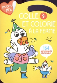  Yoyo éditions - Colle et colorie à la ferme (jaune) - 164 autocollants réutilisables.