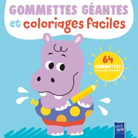 Gommettes géantes et coloriages faciles Hippopotame