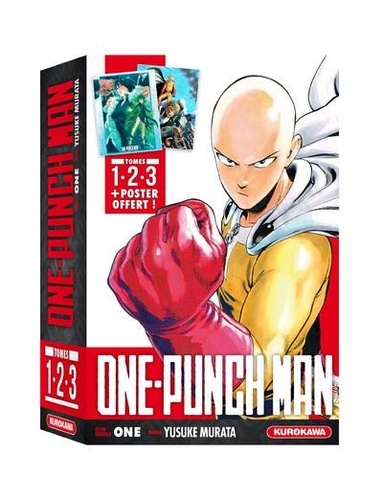 One-Punch Man  Coffret en 3 volumes : Tome 1, Un poing c'est tout ! ; Tome 2, Le secret de la puissance ; Tome 3, La rumeur. Avec 1 poster offert