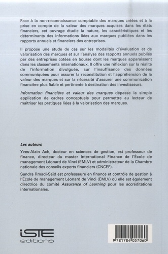 Information financière et valeur des marques. Concept et pratiques d'entreprises