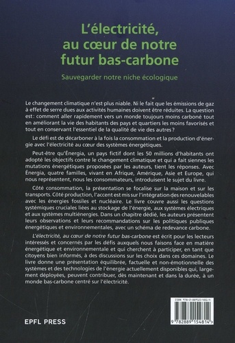 L'électricité, au coeur de notre futur bas-carbone. Sauvegarder notre niche écologique 2e édition actualisée