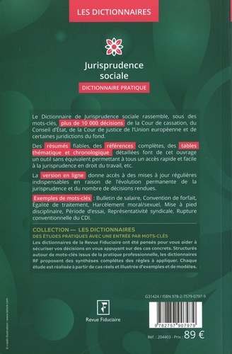 Jurisprudence sociale. Dictionnaire pratique  Edition 2020