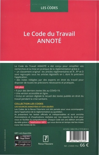 Le code du travail annoté  Edition 2021