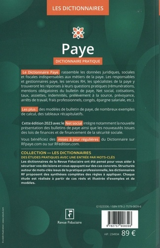 Paye. Dictionnaire pratique  Edition 2023