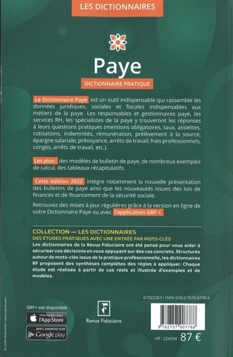 Paye. Dictionnaire Pratique  Edition 2022