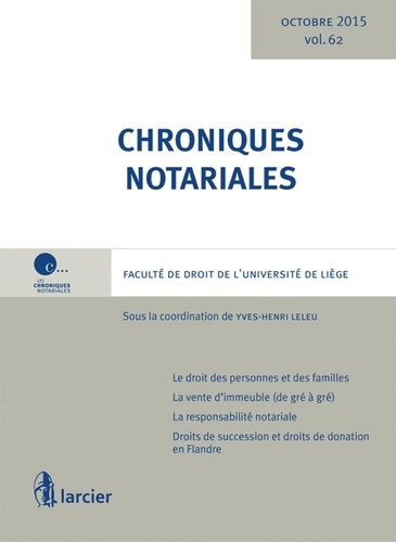 Yves-Henri Leleu - Chroniques notariales - Volume 62.