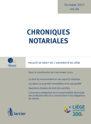 Yves-Henri Leleu - Chroniques notariales - Volume 66.