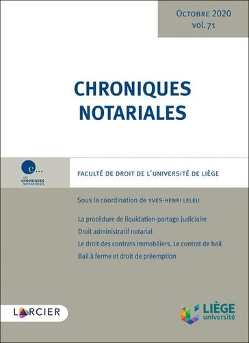 Yves-Henri Leleu - Chroniques notariales - Volume 71.