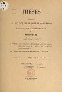 Contribution à l'étude de la flore désertique de l'Iran, en particulier par l'anatomie comparée