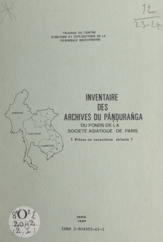 Inventaire des archives du Pāṇḍuraṅga du fonds de la Société asiatique de Paris. Pièces en caractères chinois