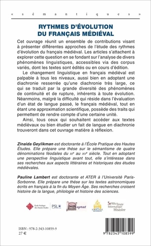Rythmes d'évolution du français médiéval. Volume 1, Observations d'après quelques textes littéraires