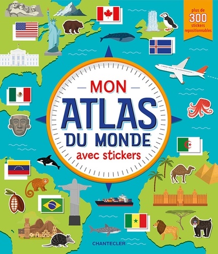  ZNU - Mon atlas du monde avec stickers - Avec plus de 300 stickers repositionnables.