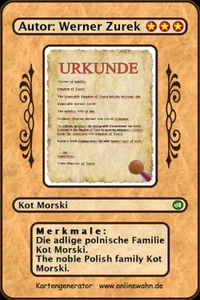 Die adlige polnische Familie Kot Morski. The noble Polish family Kot Morski.