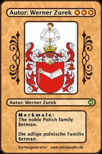 The noble Polish family Betman. Die adlige polnische Familie Betman.