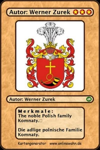 The noble Polish family Komnaty. Die adlige polnische Familie Komnaty.