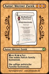The noble Polish family Komoniak. Die adlige polnische Familie Komoniak.