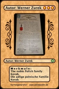 The noble Polish family Korab. Die adlige polnische Familie Korab.