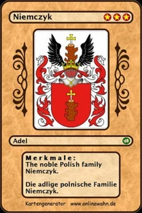 The noble Polish family Niemczyk. Die adlige polnische Familie Niemczyk.