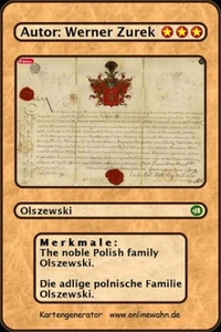 The noble Polish family Olszewski. Die adlige polnische Familie Olszewski.