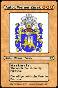 The noble Polish family Przosna. Die adlige polnische Familie Przosna.