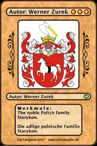 The noble Polish family Starykon. Die adlige polnische Familie Starykon.