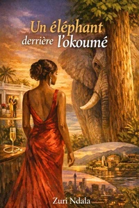 Un éléphant derrière l'okoumé